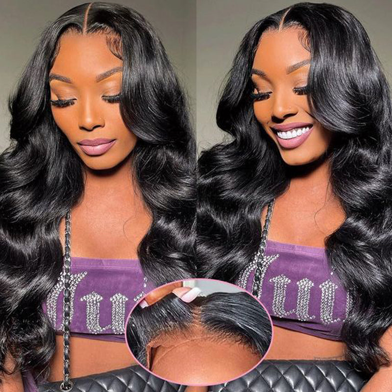 PerisModa Glueless Lace Front Wigs Human Hair 13x4 Pre-Cut Pre Bleached Body Wave Wigs Invisible Bye Bye Knots